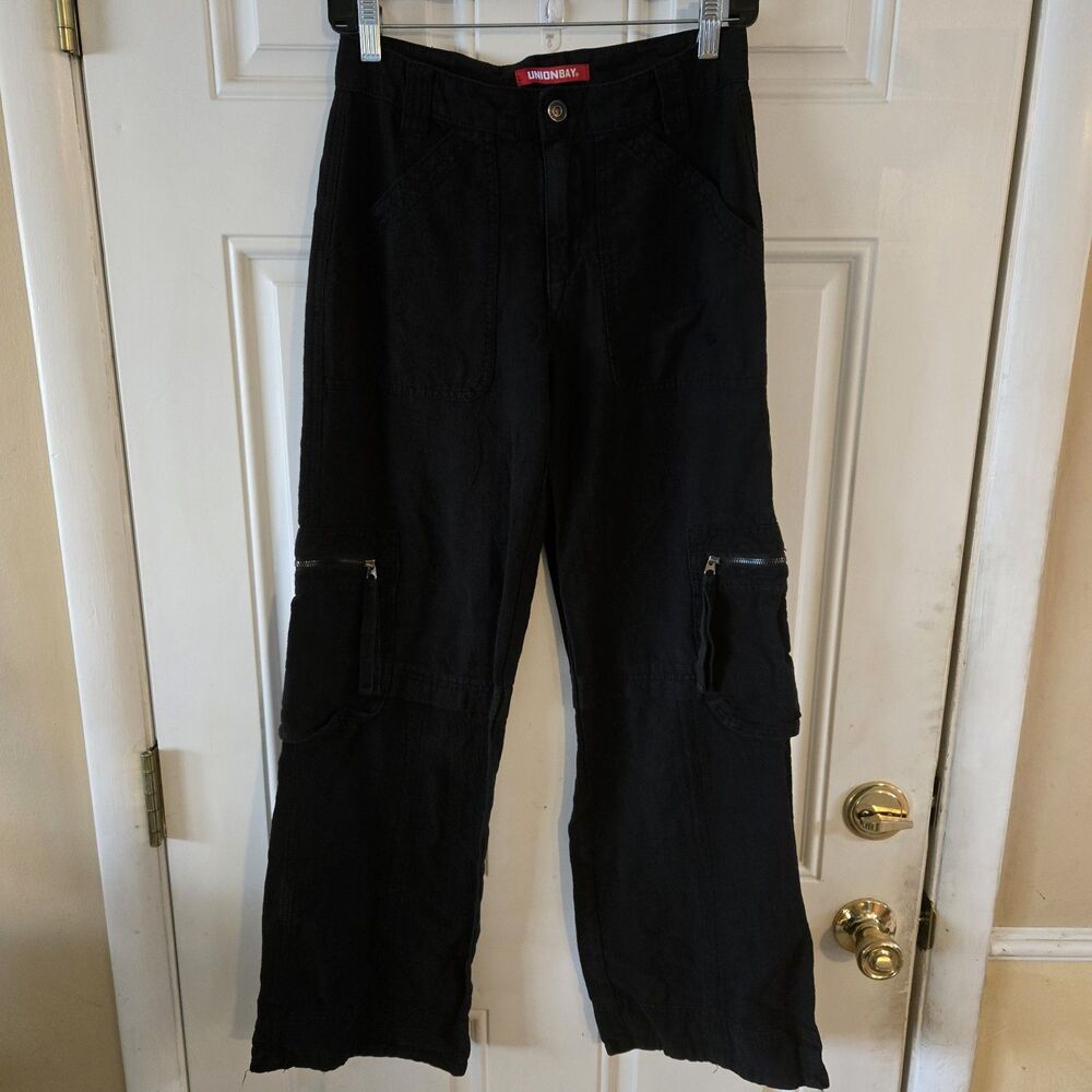 Unionbay Black Cargo Pants Women’s 0 24W Y2K Grunge Utility Streetwear Gorpcore
